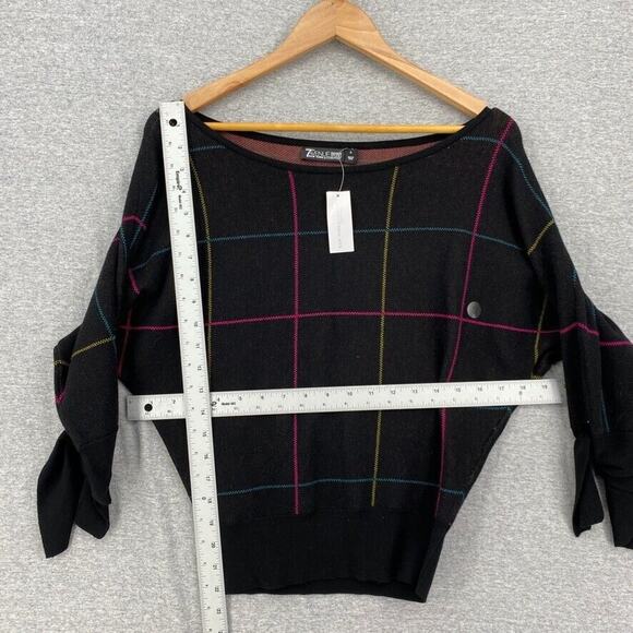 New York & Co Sweater Womens Small Black 7th Ave 3/4 Knotted Sleeve NEW - Picture 9 of 13